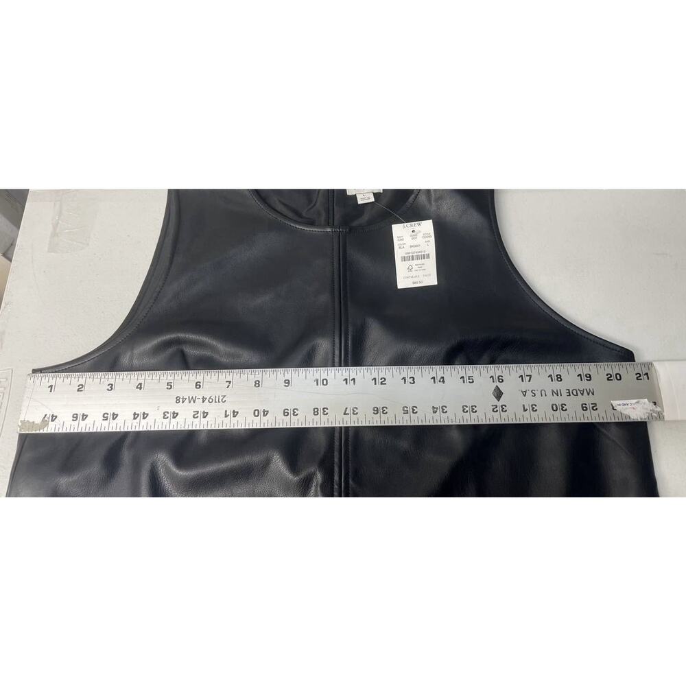 J Crew Vegan Faux Leather Shell Top Tank Sz L Black Sleeveless 90s Moto Edgy NWT - Picture 6 of 9